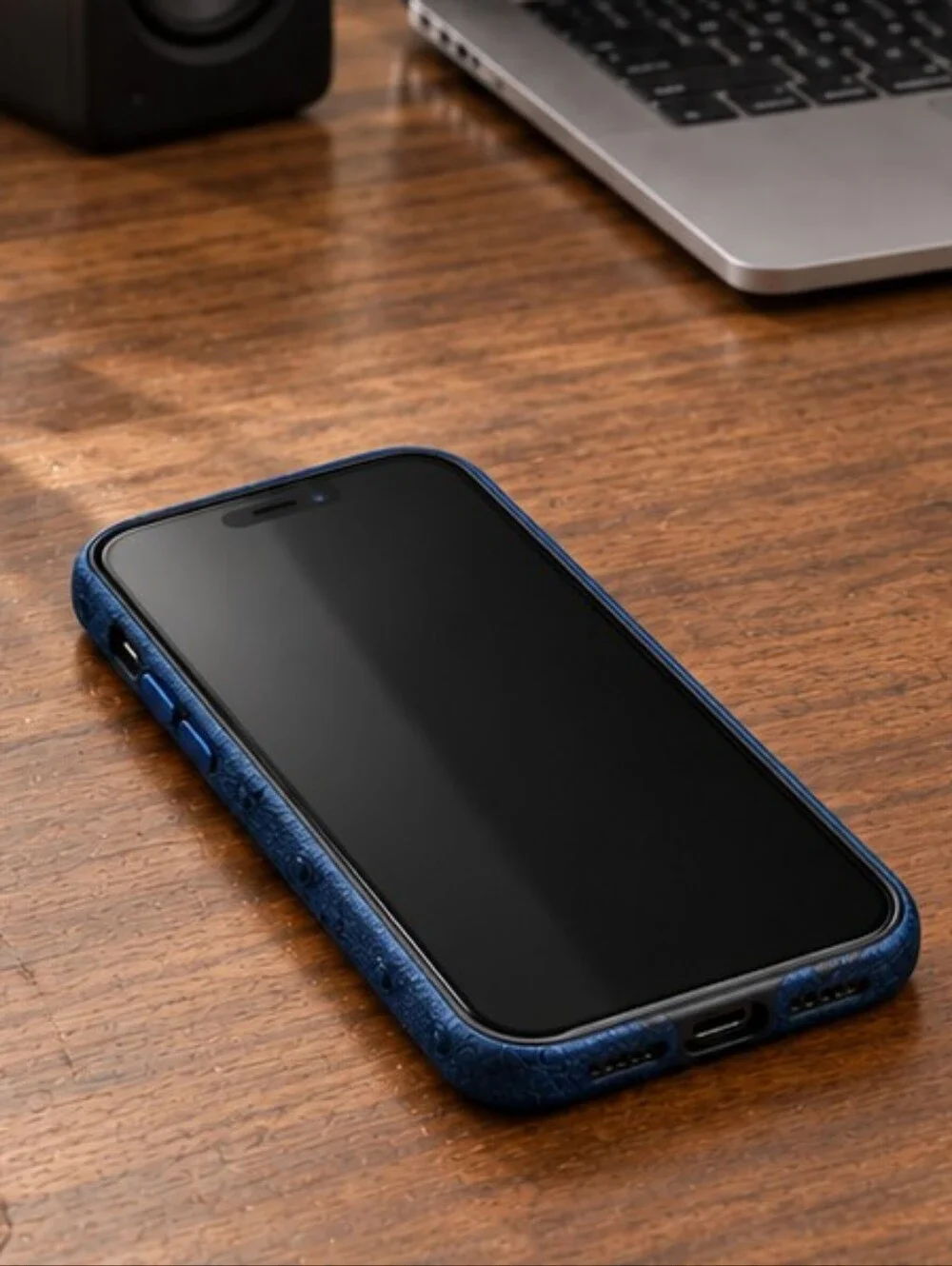 Apple Navy Blue Textured Dot iPhone Case